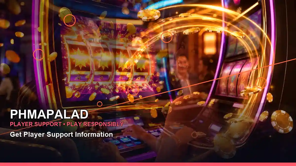 PHMAPALAD reels casino bonus games featuring an adult Filipina casino host with a left-diagonal composition